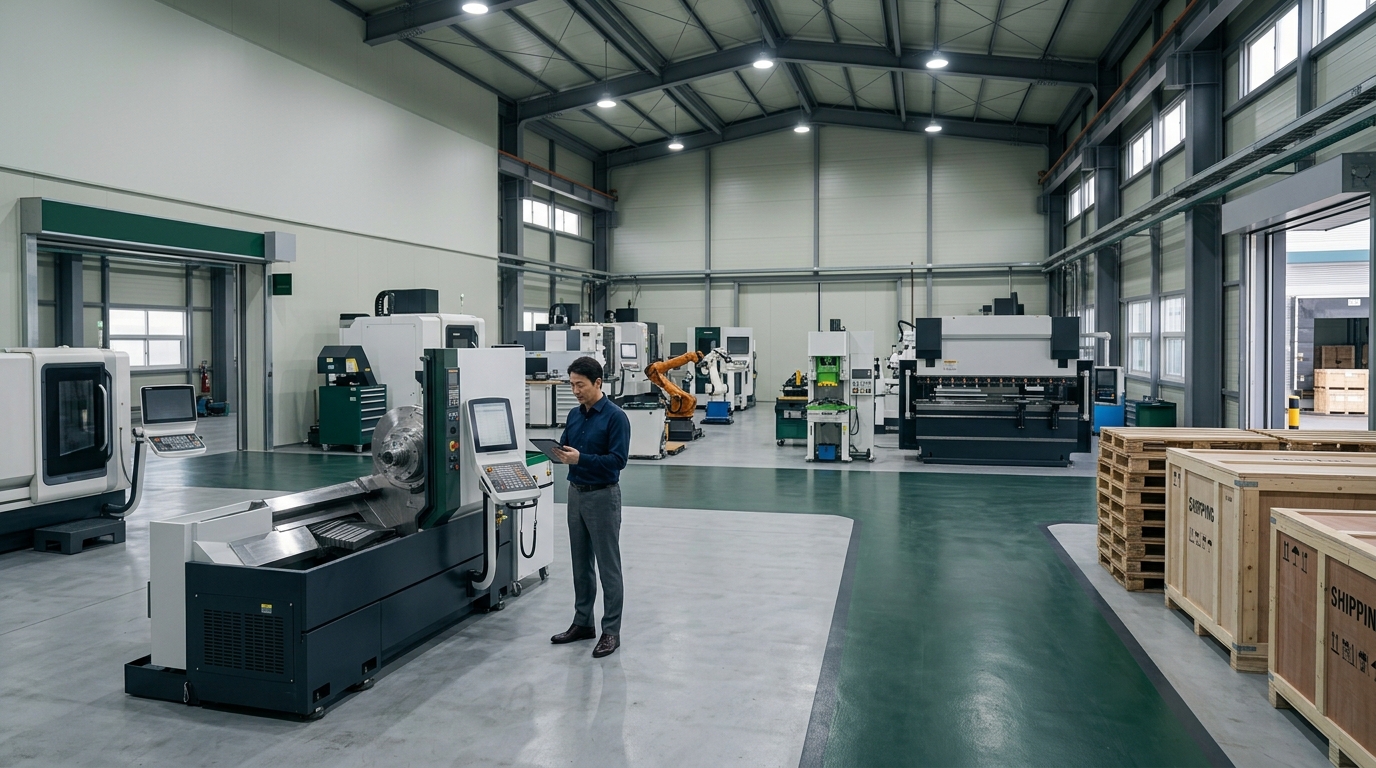 Engineer checking equipment in a warehouse